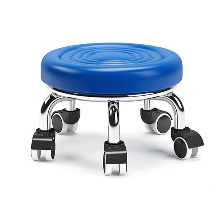 Low Rolling Stool with Wheels Small Swivel Roller Stool — 22cm Ripple Casters Red