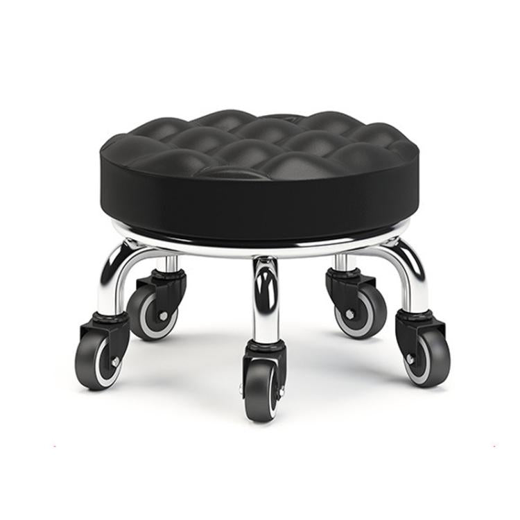 Low Rolling Stool with Wheels Small Swivel Roller Stool — 22cm Ripple Casters Blue