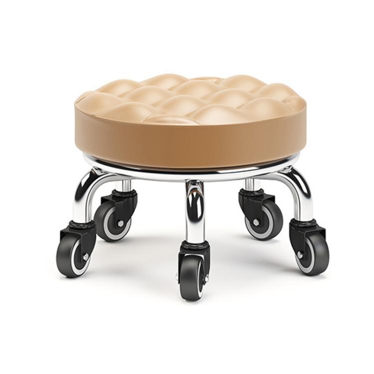 Low Rolling Stool with Wheels Small Swivel Roller Stool — 22cm Bread Bearing Wheels Brown