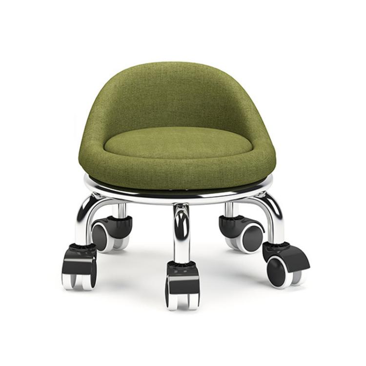 Low Rolling Stool with Wheels Small Swivel Roller Stool — Backrest 32cm Bearing Wheels