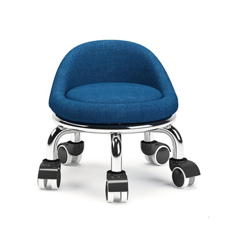 Low Rolling Stool with Wheels Small Swivel Roller Stool — 19cm Backrest Casters Green