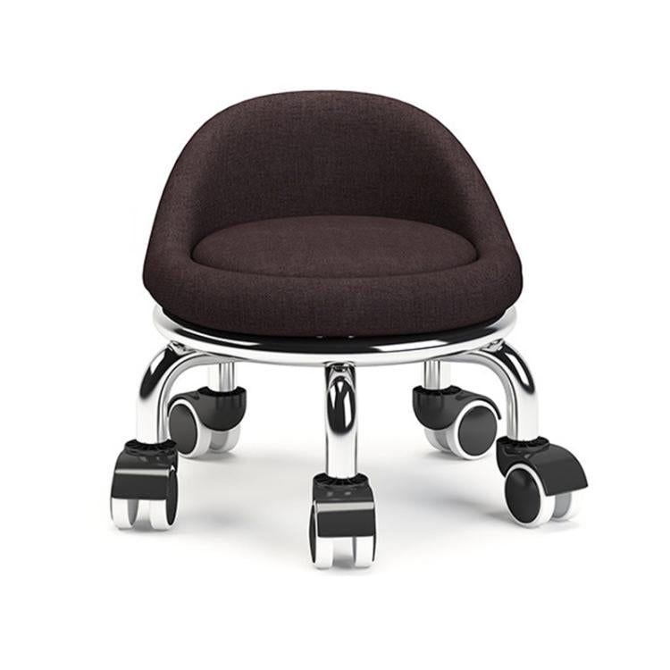 Low Rolling Stool with Wheels Small Swivel Roller Stool — 19cm Backrest Casters Blue