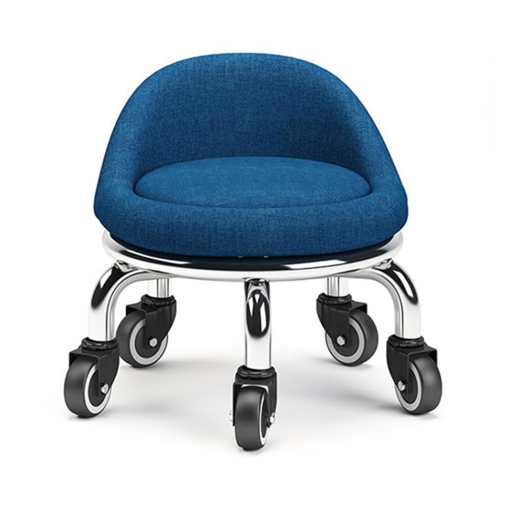 Low Rolling Stool with Wheels Small Swivel Roller Stool — 19cm Backrest Bearing Wheels Green