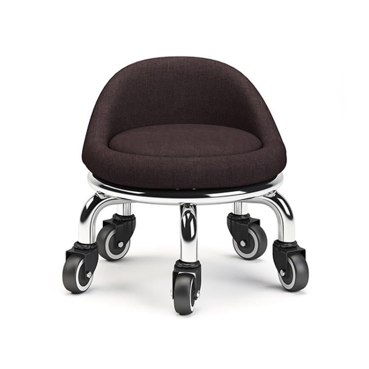 Low Rolling Stool with Wheels Small Swivel Roller Stool — 19cm Backrest Bearing Wheels Blue