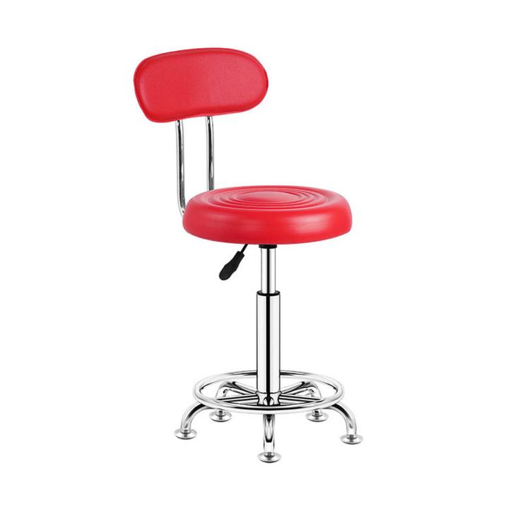 Adjustable Swivel Salon Stool Hydraulic Bar Stool With Footrest — 42-54cm Stationary Glides Black