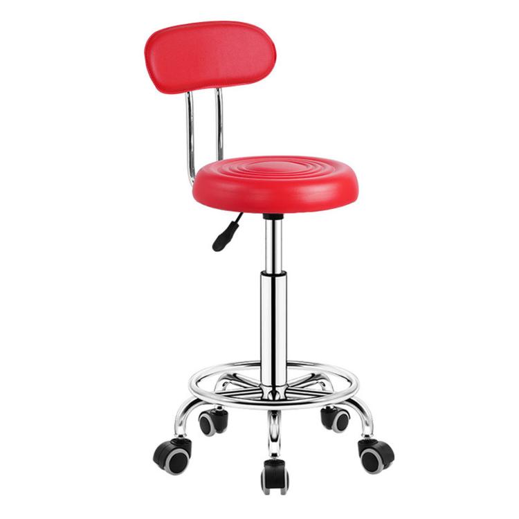Adjustable Swivel Salon Stool Hydraulic Bar Stool With Footrest — 45-57cm Swivel Casters Black