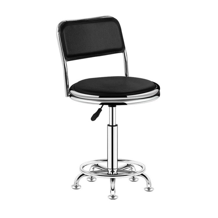 Adjustable Swivel Salon Stool Hydraulic Bar Stool With Footrest — 45-57cm Bread Iron Wheels Red Brown