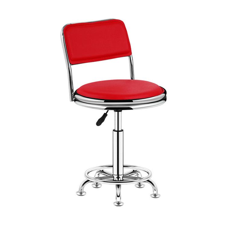 Adjustable Swivel Salon Stool Hydraulic Bar Stool With Footrest — 41-53cm Stationary Glides Black