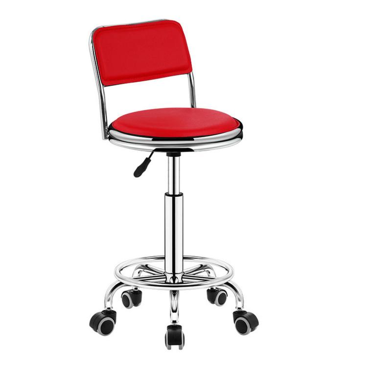 Adjustable Swivel Salon Stool Hydraulic Bar Stool With Footrest — 45-59cm Swivel Casters Black