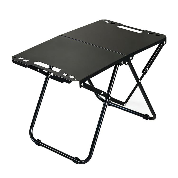 Folding Camping Table Carbon Steel Portable Outdoor Picnic Desk — With Light Stand