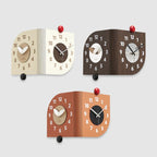 wozoom Corner Wall Clock Double Sided 90 Degree Wrap Around Quartz Clock — Beige Swing Style 2