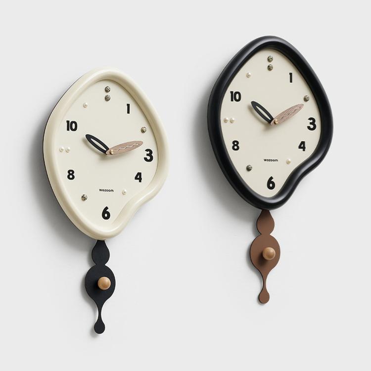 wozoom Irregular Pendulum Wall Clock Silent Quartz Clock For Living Room Decor — Beige Brown