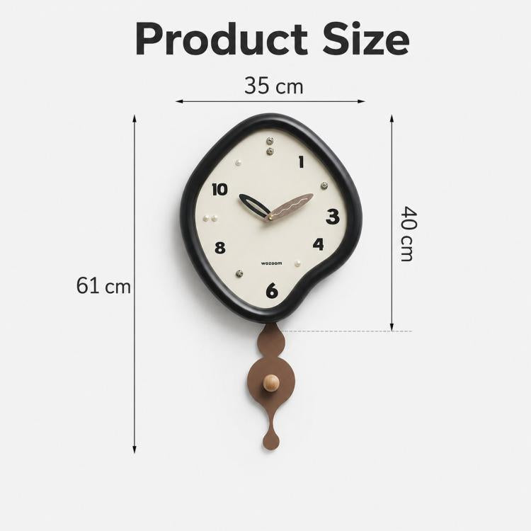 wozoom Irregular Pendulum Wall Clock Silent Quartz Clock For Living Room Decor — view 5