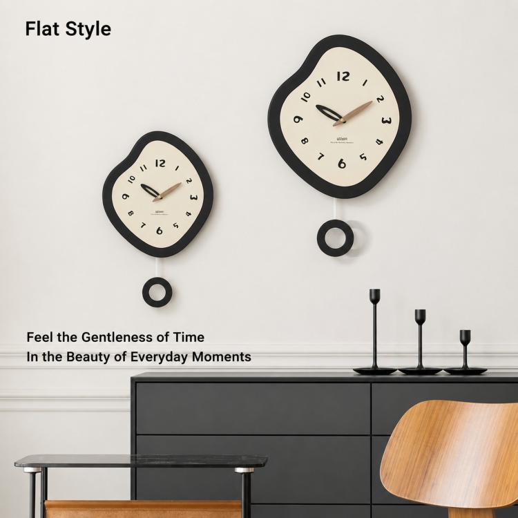 wozoom Irregular Pendulum Wall Clock Silent Quartz Clock For Living Room Decor — Swinging 3D Large