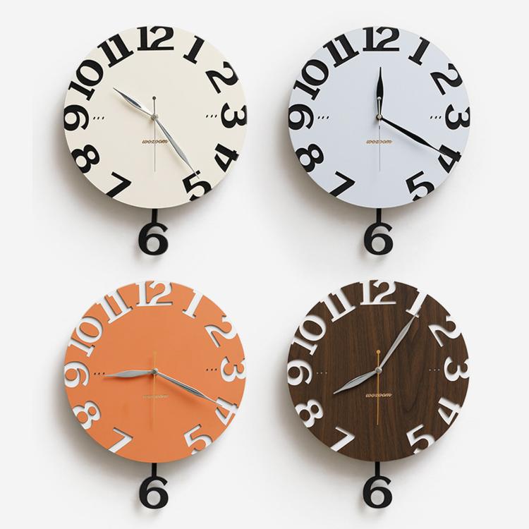 wozoom Modern Wall Clock Living Room Kitchen Decor Silent Clock — Dark Brown