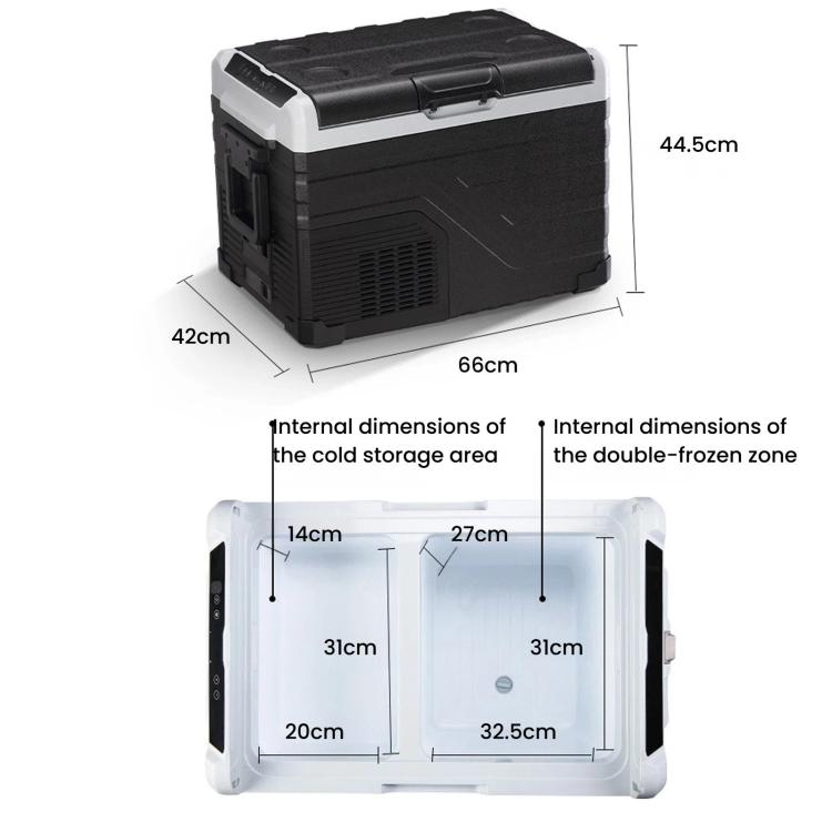 Portable Compressor Car Fridge Dual Temperature Control Vehicle Refrigerator With Wheels