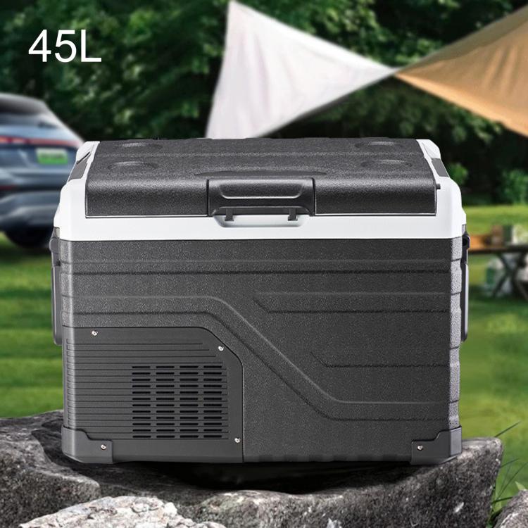 Portable Compressor Car Fridge Dual Temperature Control Vehicle Refrigerator With Wheels — 45L