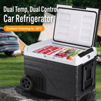 Portable Compressor Car Fridge Dual Temperature Control Vehicle Refrigerator With Wheels
