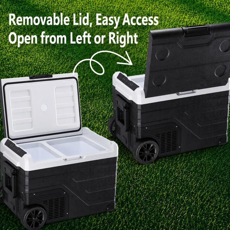 Portable Compressor Car Fridge Dual Temperature Control Vehicle Refrigerator With Wheels