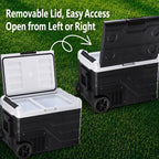 Portable Compressor Car Fridge Dual Temperature Control Vehicle Refrigerator With Wheels