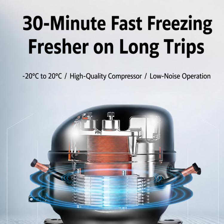 Portable Compressor Car Fridge Dual Temperature Control Vehicle Refrigerator With Wheels