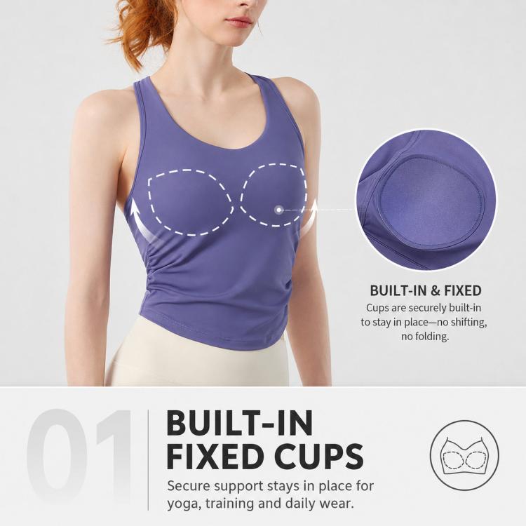 Halter Back Beauty Sports Bra Integrated Fixed Cup Yoga Tank Top
