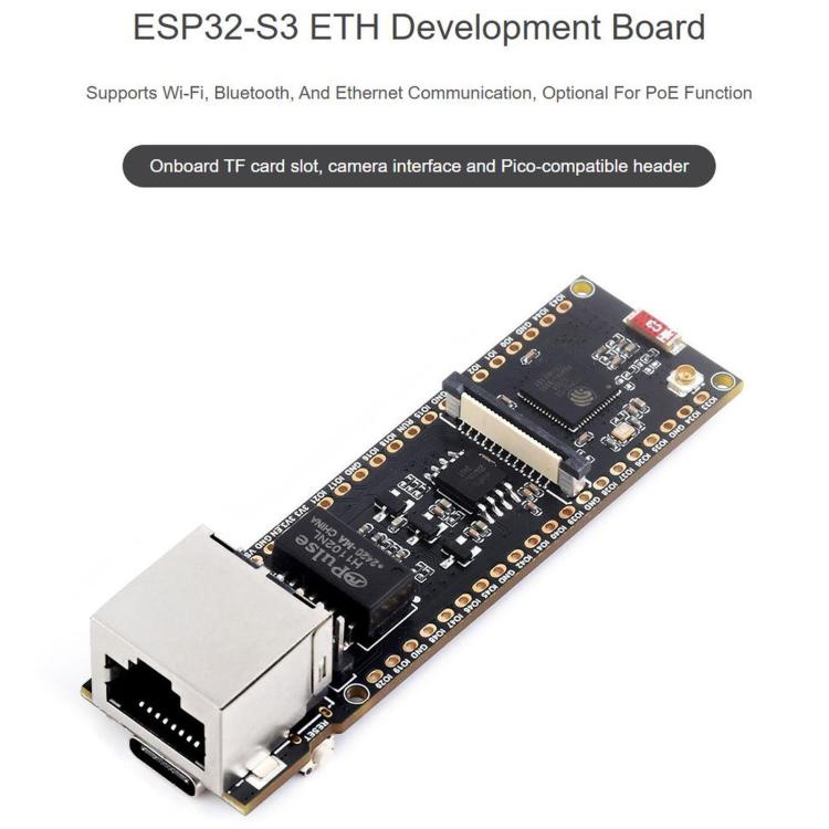 WAVESHARE ESP32-S3 ETH Development Board, 10/100Mbps RJ45 Ethernet Port, Wi-Fi & Bluetooth Support, 240MHz Dual Core Processor