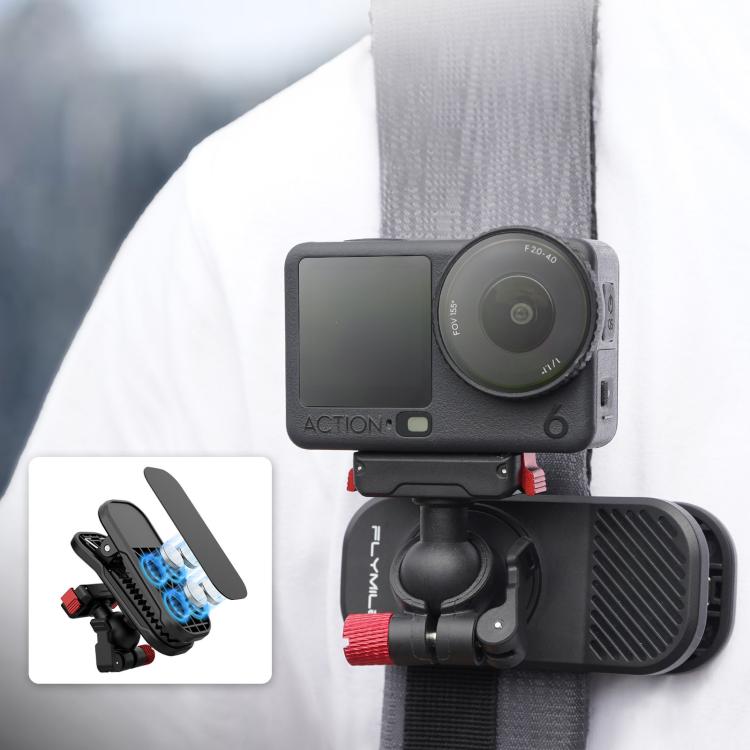 Flymile Magnetic Quick-release Backpack Shoulder Strap Clip Bracket — For DJI Osmo Action 6 / Nano