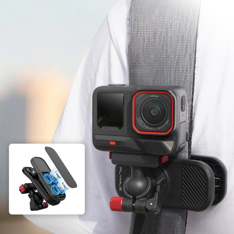 Flymile Magnetic Quick-release Backpack Shoulder Strap Clip Bracket — For Insta360 Ace / Ace Pro / 2 / X5