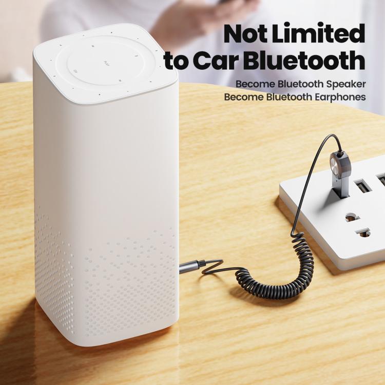 Toocki Bluetooth 5.4 Car AUX Adapter Coiled USB to 3.5mm Jack Wireless Audio Receiver with Mic — view 4