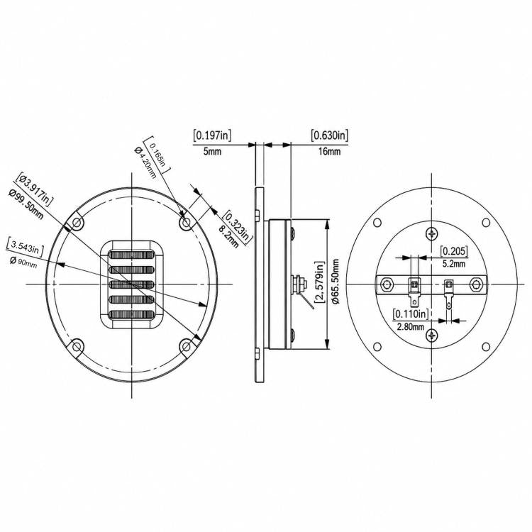 30W Pneumatic Tweeter HIFI Audio Speaker, 4 inch 4 ohms