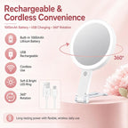 LED Makeup Mirror Portable Handheld Rechargeable Vanity Mirror With Light Tabletop Double-Sided Mirror With Fill Light — view 27