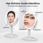 Tabletop Makeup Mirror With Lamp Rechargeable Dual-sided LED Mirror — view 26