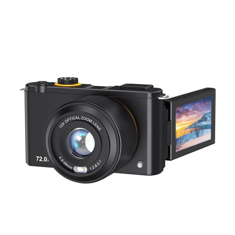 4K 72MP 12X Optical Zoom Digital Camera With 3.0-Inch Flip Screen And WiFi Beginner Vlogging Camera — White