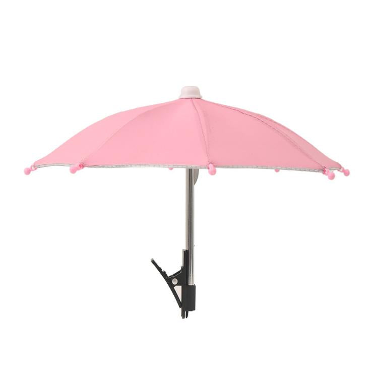Phone Mini Umbrella Sun Shade With Clip Anti-Reflection Cell Phone Parasol — Black With Clamp