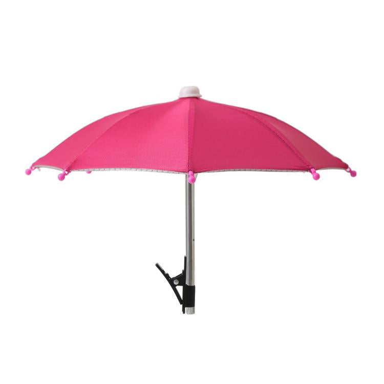 Phone Mini Umbrella Sun Shade With Clip Anti-Reflection Cell Phone Parasol — Silver With Clamp