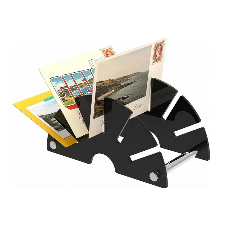 Fan-Shaped Acrylic Desk Organizer Compact Mail Sorter and Letter Holder for Office Desk