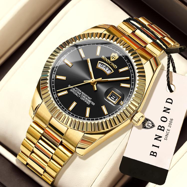 BINBOND B7012 Men Quartz Watch Classic Business Dress Wristwatch With Day Date Dual Calendar — view 8