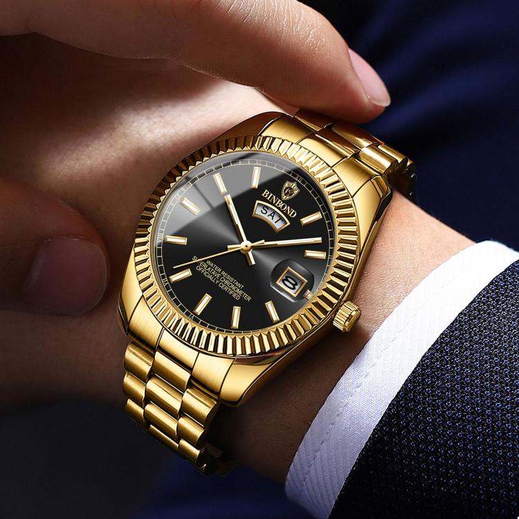 BINBOND B7012 Men Quartz Watch Classic Business Dress Wristwatch With Day Date Dual Calendar — view 13