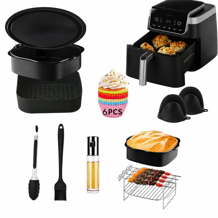 Baking Kit With Silicone Liner Grill Rack Cake Pan — For Ninja AF180 - 9 Pcs Set Single Zone