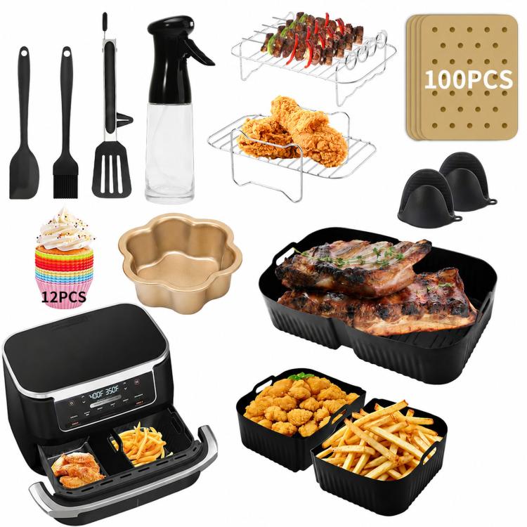 Baking Kit With Silicone Liner Grill Rack Cake Pan — For Ninja AF400 - XL Dual Zone Set