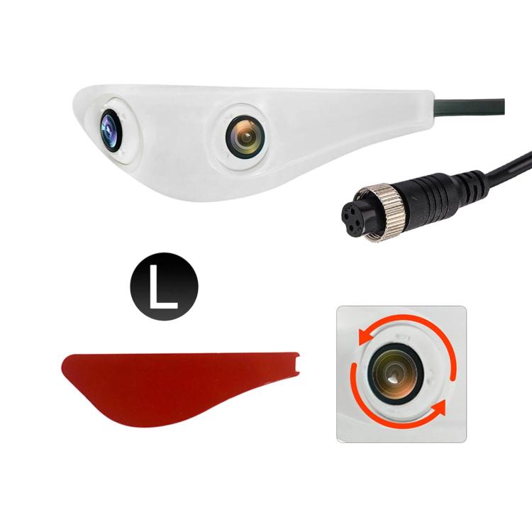 CAM374 1080P Dual Lens Car Rearview Mirror Camera Aviation Connector Hole-Free Auxiliary Camera — White Right