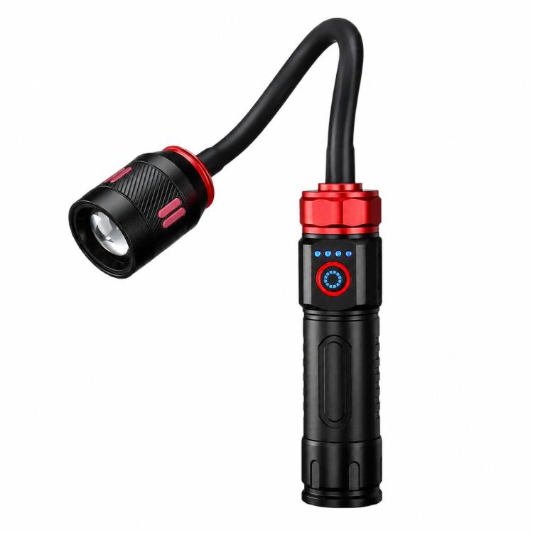 Rechargeable LED Gooseneck Work Light With Magnetic Base Zoomable Inspection Flashlight, No Batteries