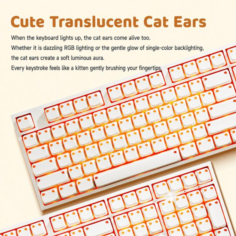 AKKO Cute Light-Transmitting Cat Ear Keycaps Universal Mechanical Keyboard Keycap Accessories