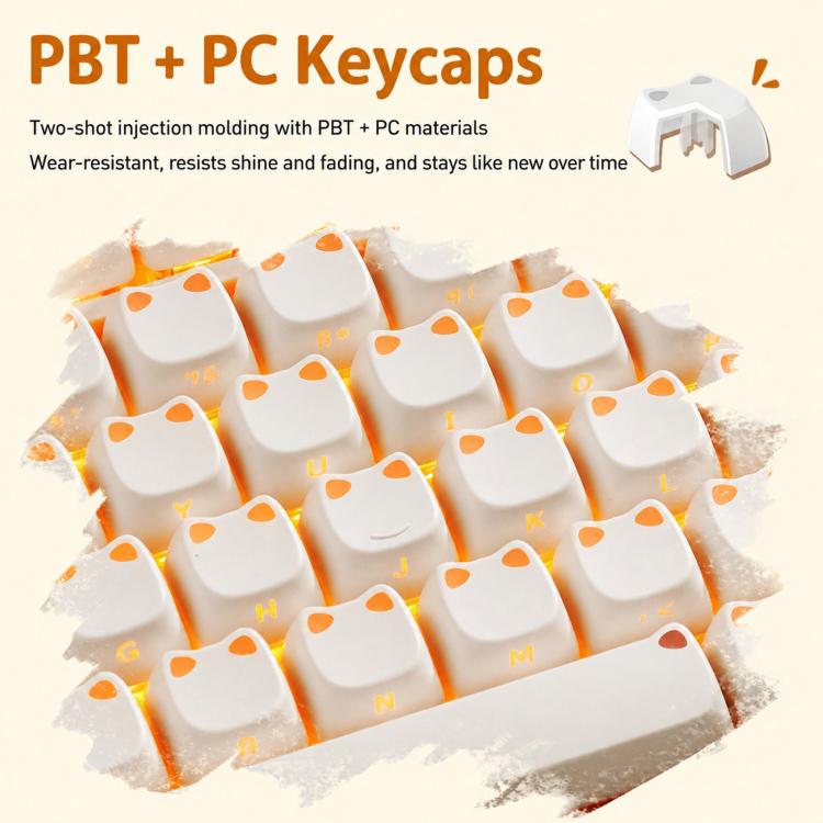 AKKO Cute Light-Transmitting Cat Ear Keycaps Universal Mechanical Keyboard Keycap Accessories