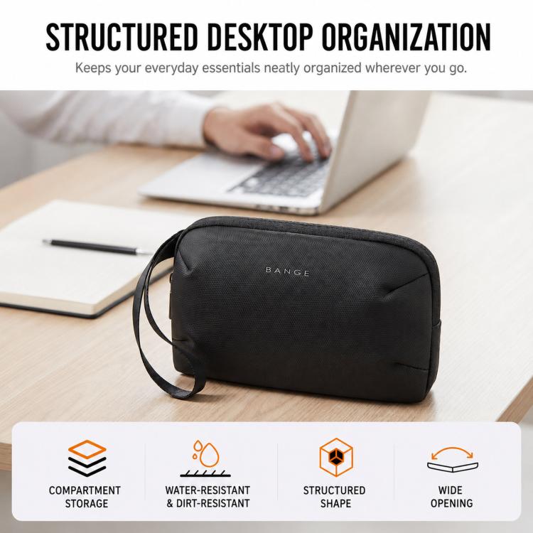 BANGE BG-7918 Electronic Organizer Travel Cable Bag Water-Resistant Digital Accessories Pouch With Wristlet