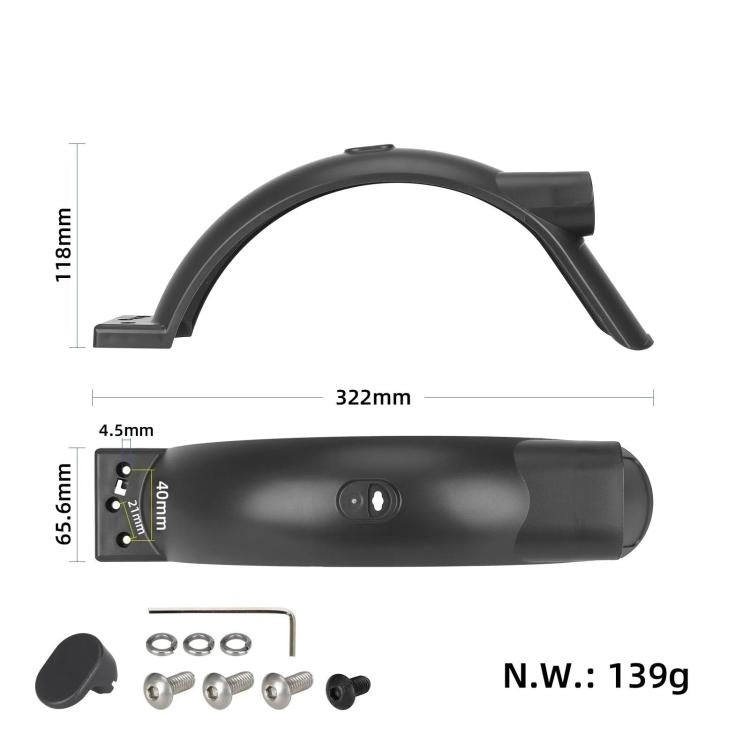 For Xiaomi Electric Scooter 5 Rear Fender Kit Replacement Mudguard with Hook Screws