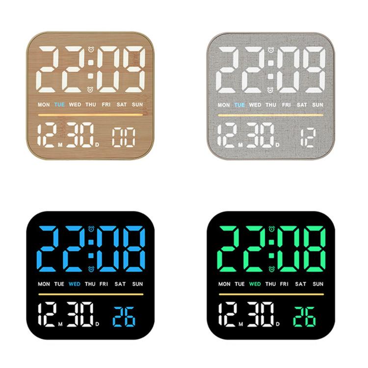 Digital Alarm Clock LED Desk Clock with Night Light USB Output Dimmable Display — Black+Pink