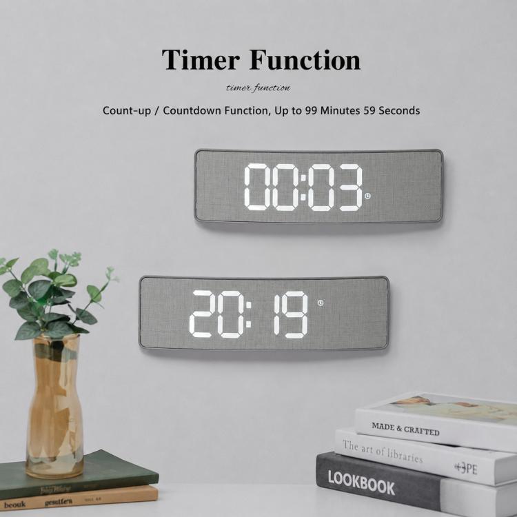 Curved Digital LED Wall Clock With RGB Ambient Backlight / Dual Alarms / Countdown Timer — view 12
