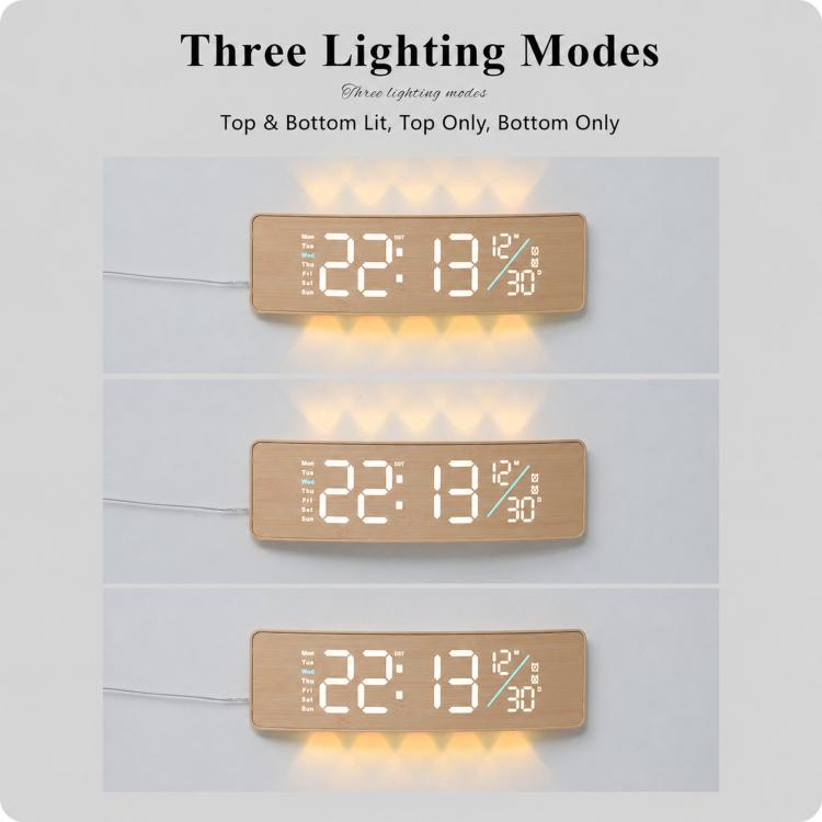 Curved Digital LED Wall Clock With RGB Ambient Backlight / Dual Alarms / Countdown Timer — view 13
